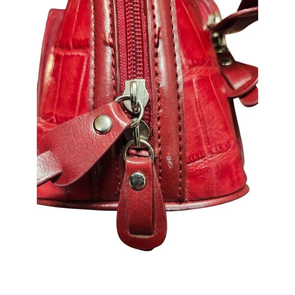 M.C. Marc Chantal Red Crocodile Embossed Leather Shoulder Handbag Purse *Read - Picture 9 of 16